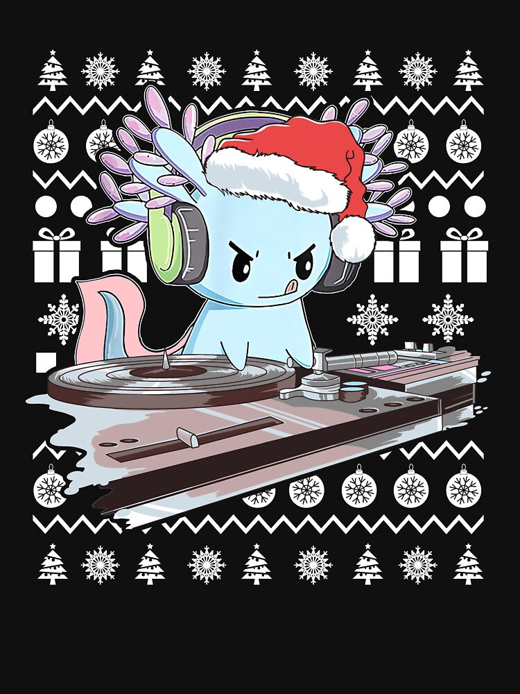 Axolotl  Santa Claus Music DJ Ugly Christmas Tacky Pajamas Xmas by AmariahBlank