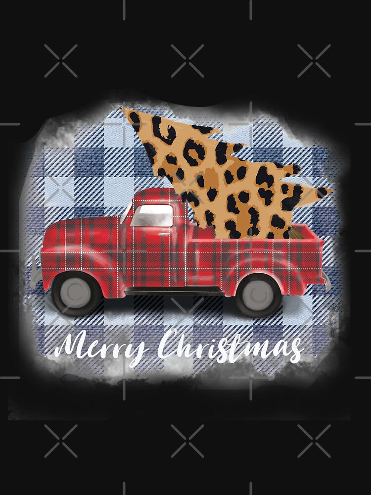 Merry christmas red truck plaid buffalo by binly123
