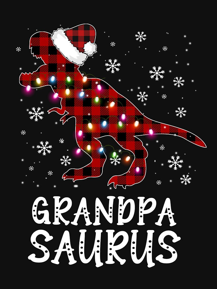 Red Saurus Dinosaur Santa Hat Grandpa First Christmas Papa Dad by MichalwSatterf