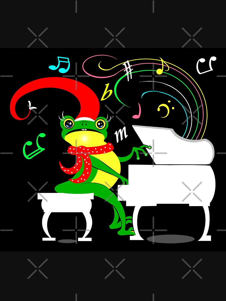 Happy Christmas frog playing piano by Shirley cute art