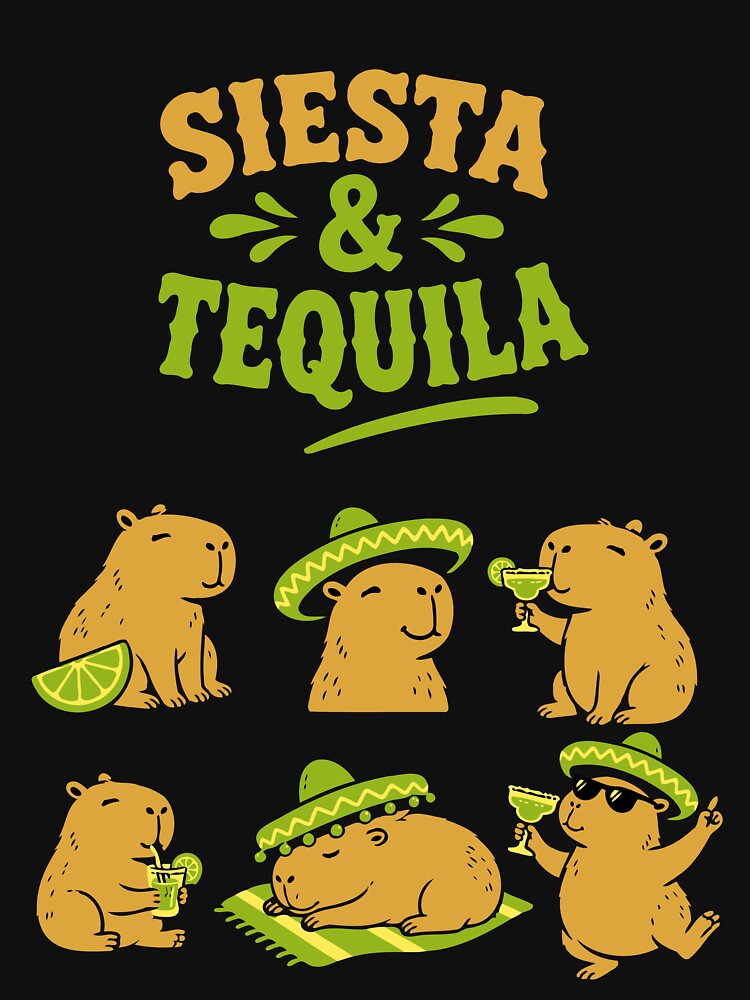 Capybara Tequila Sombrero: Funny Cocktail Party Animal by RedStreamStudio