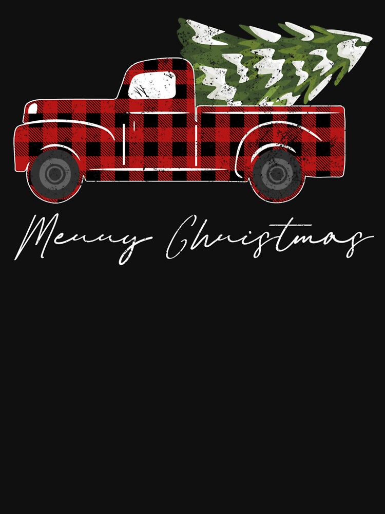 Merry Christmas Buffalo Plaid Red Truck Tree by aggvinquoterl