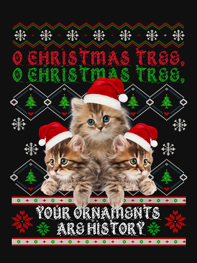 Ugly Sweater Cats Christmas Music Ornaments Kitten Lovers by KennediWitting
