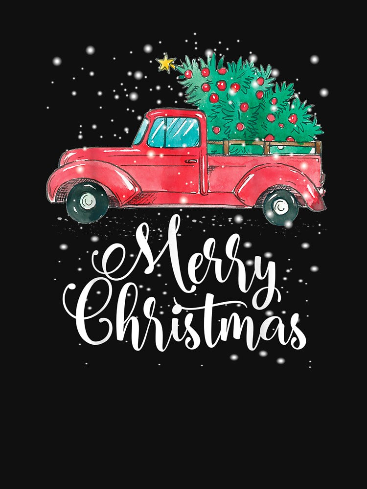 Merry Christmas Red Truck Pick Up Tree Family by lishakaren