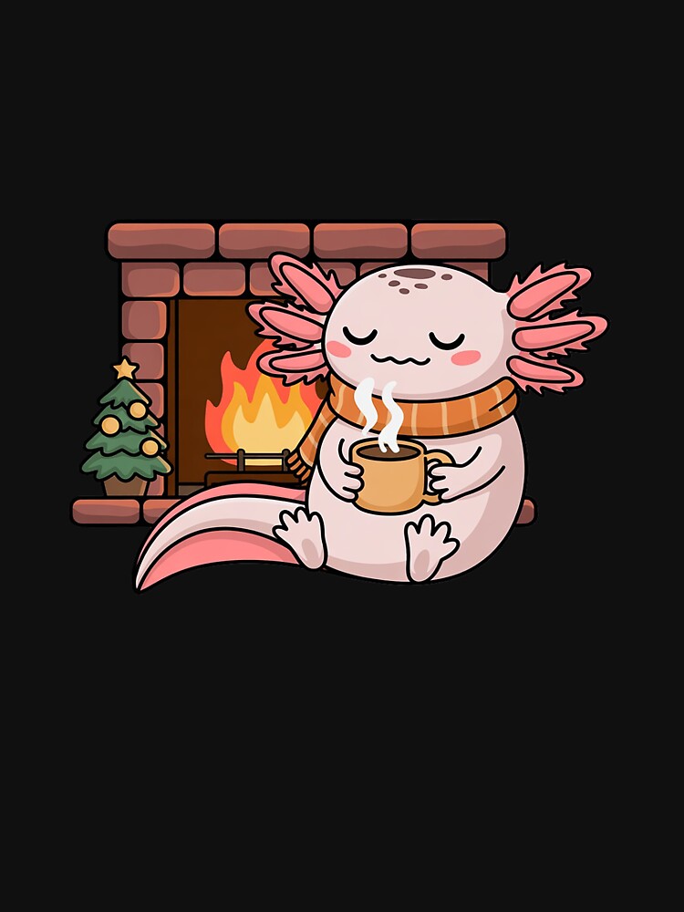 Cozy Christmas Axolotl Fireplace Holiday by ToggleBet