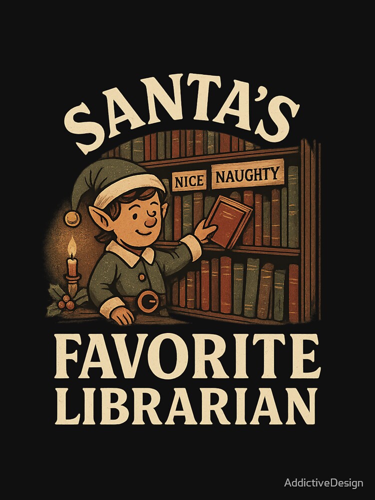Santa’s Favorite Librarian – Funny Christmas Librarian Gift Design by AddictiveDesign