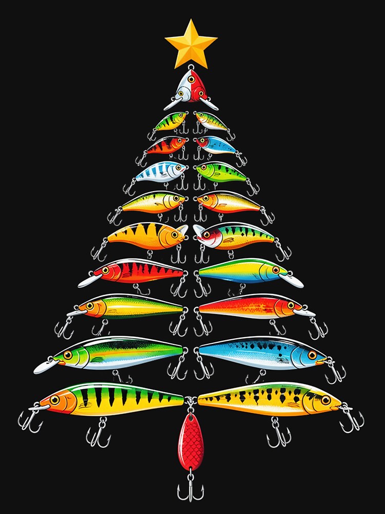 Fishing Lure Christmas Tree Pjs Pajamas by OlakunleOloroz
