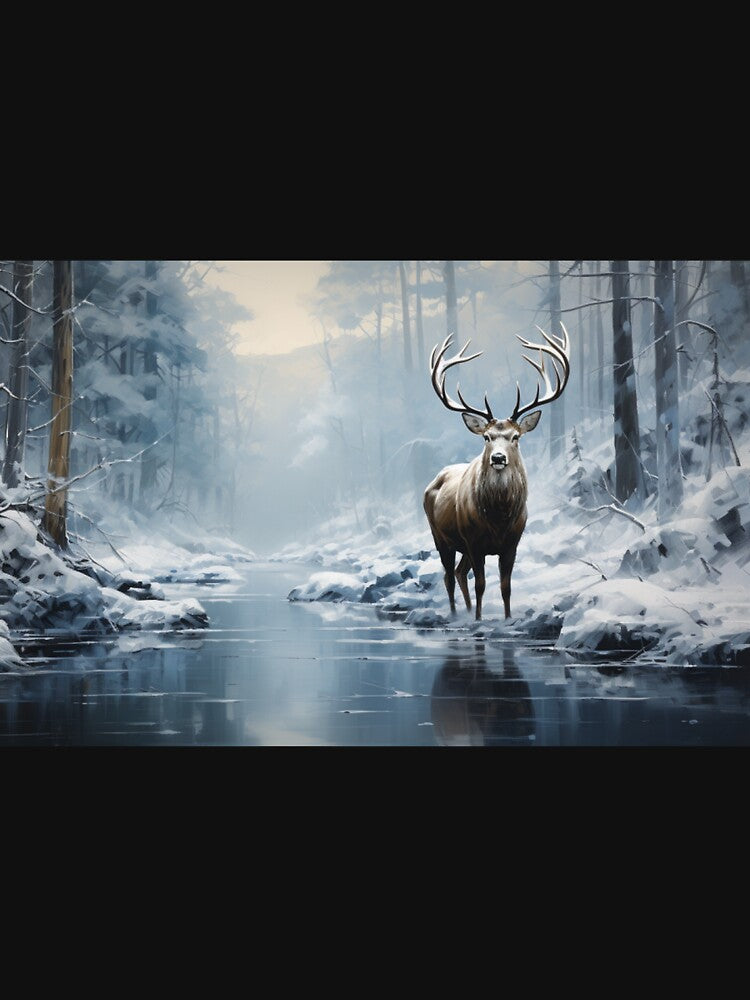 Elk Near a Winter Stream - Landscape by shakespeare1212