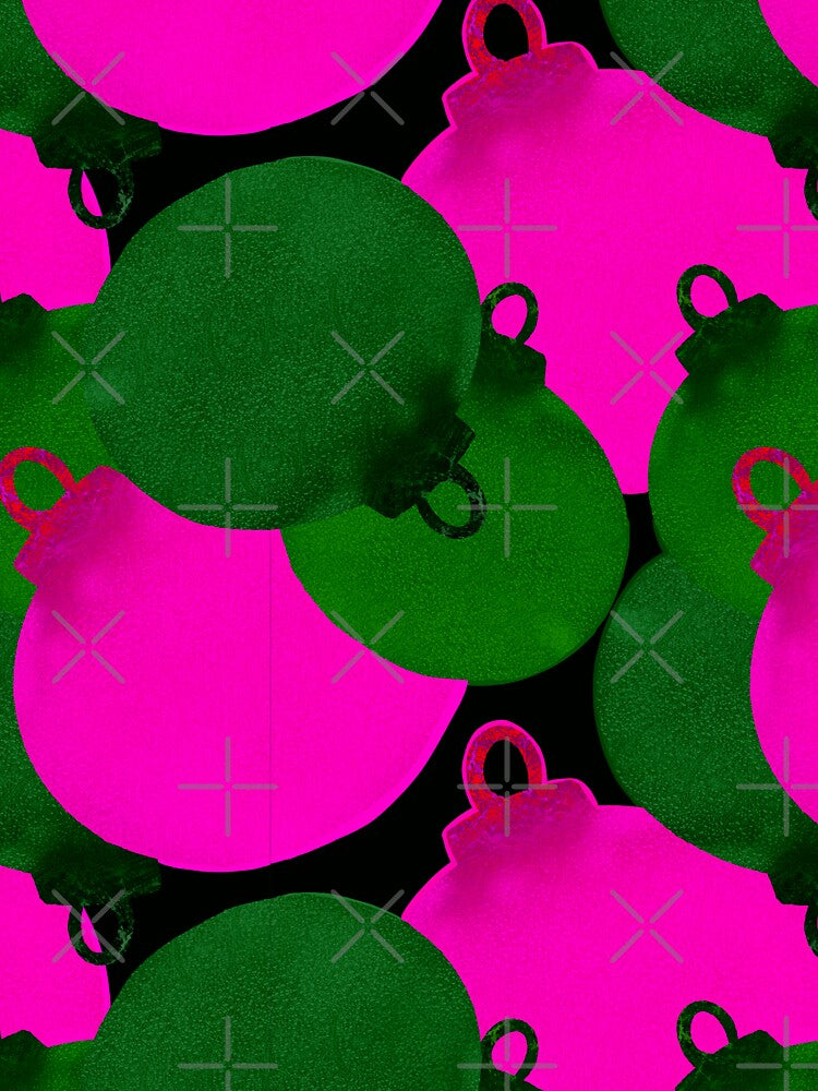 Stained Glass Pink Green Christmas Balls by Victoria Rose