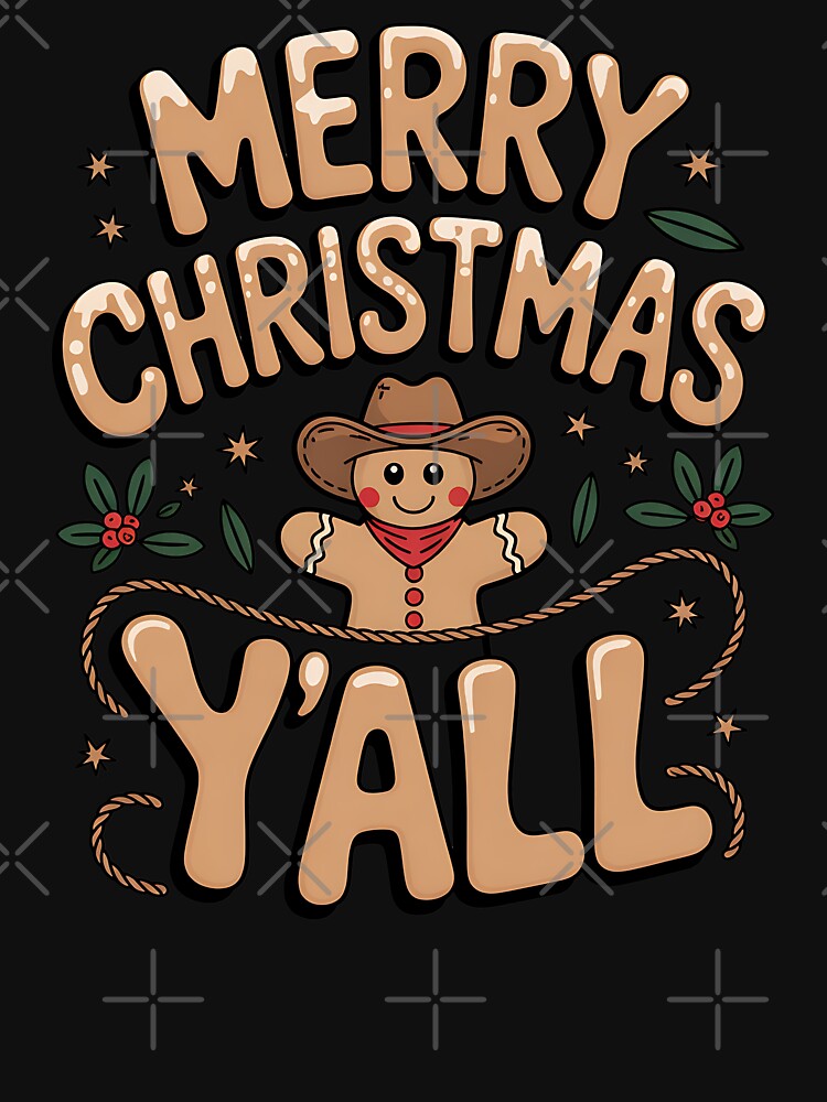 Merry Christmas Yall Gingerbread Cowboy Howdy Western Xmas by BakeryDozen