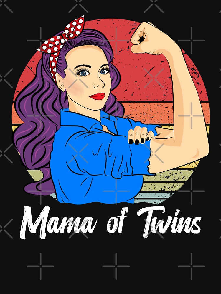 Mama of Twins Vintage Mother’s Day Women Retro Sunset by ZNOVANNA