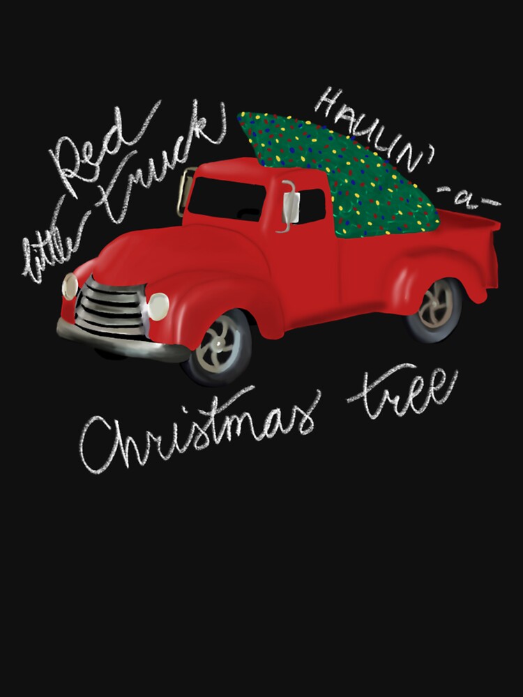 Little Red Truck Hauling a Christmas Tree by skeastore