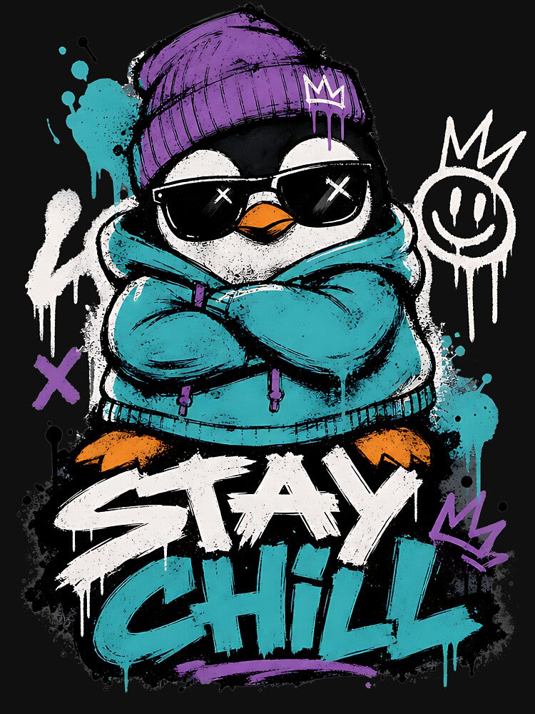 Stay Chill Urban Graffiti Penguin Streetwear by CRMediaGroup
