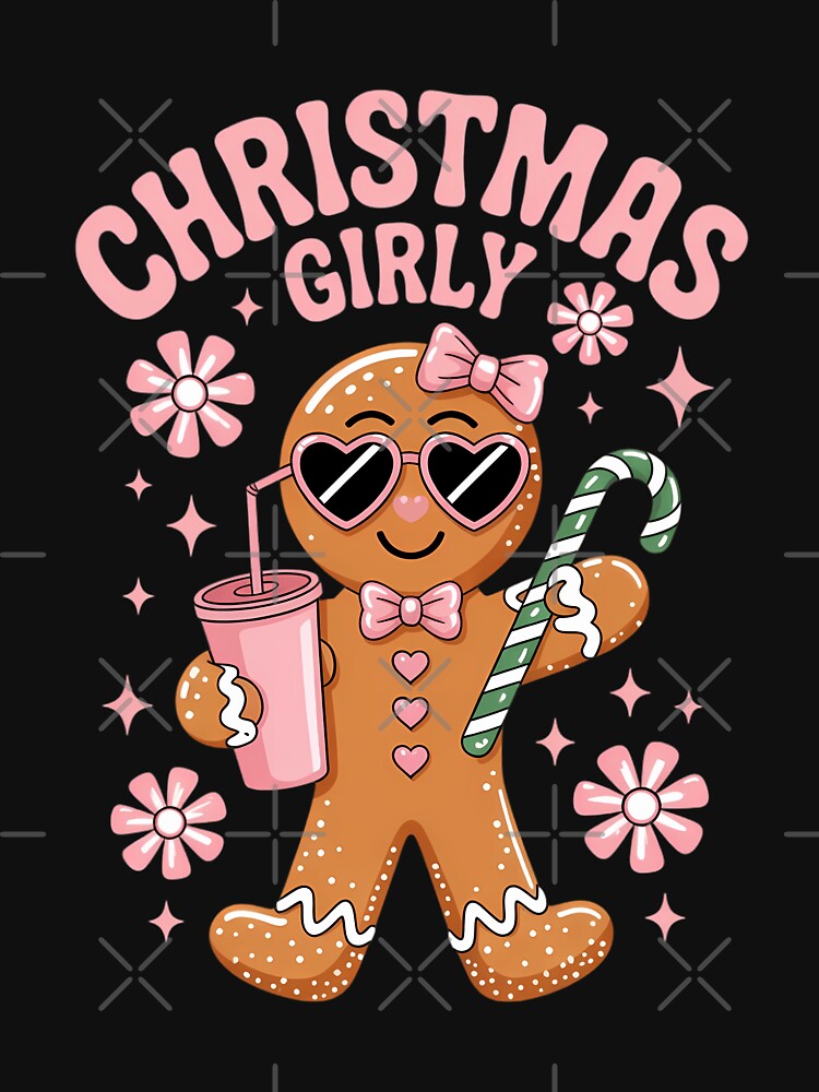 Coquette Bow Pink Gingerbread Christmas Xmas Holiday by WalshDrawnLaugh
