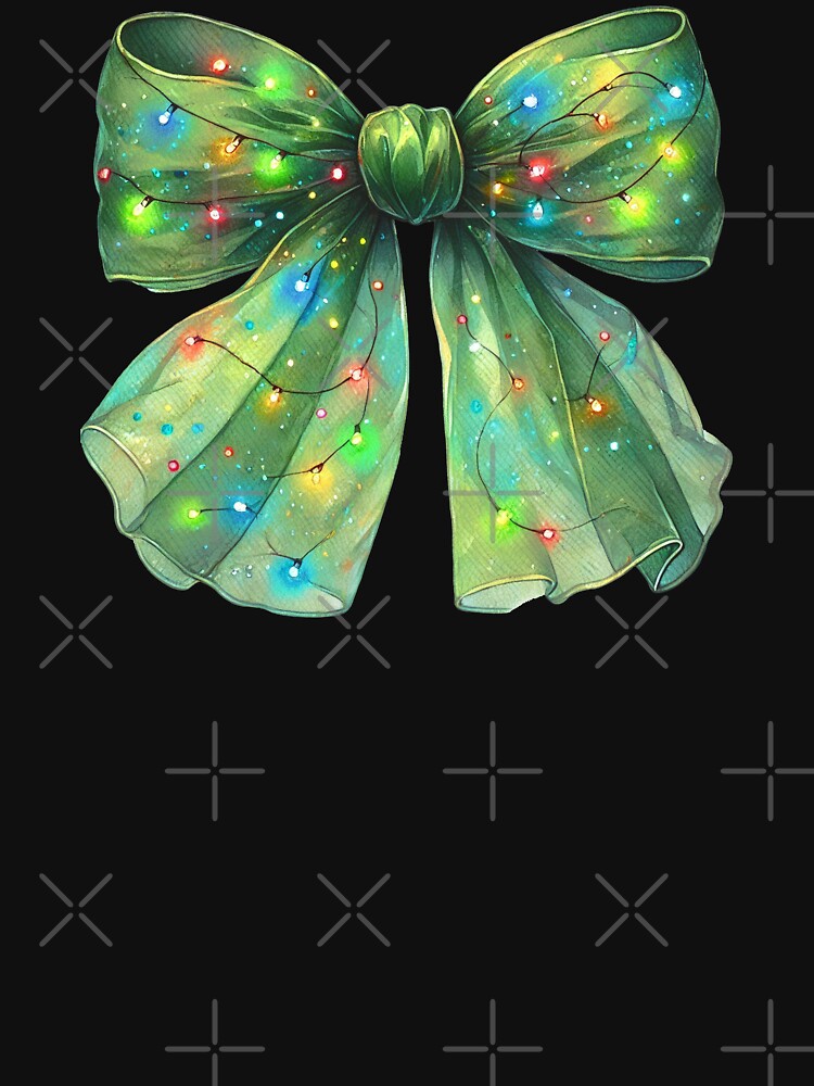 Elegant Green Christmas Bow with Colorful Lights by CultDigHoriz