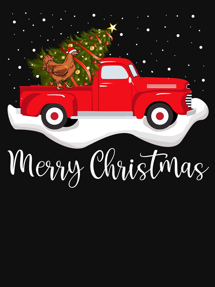 Red Truck Merry Christmas Tree Chicken Christmas by smithrnguurur