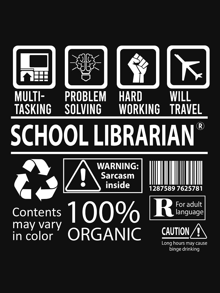 School Librarian T Shirt - MultiTasking Certified Job Gift Item Tee by oslandefren