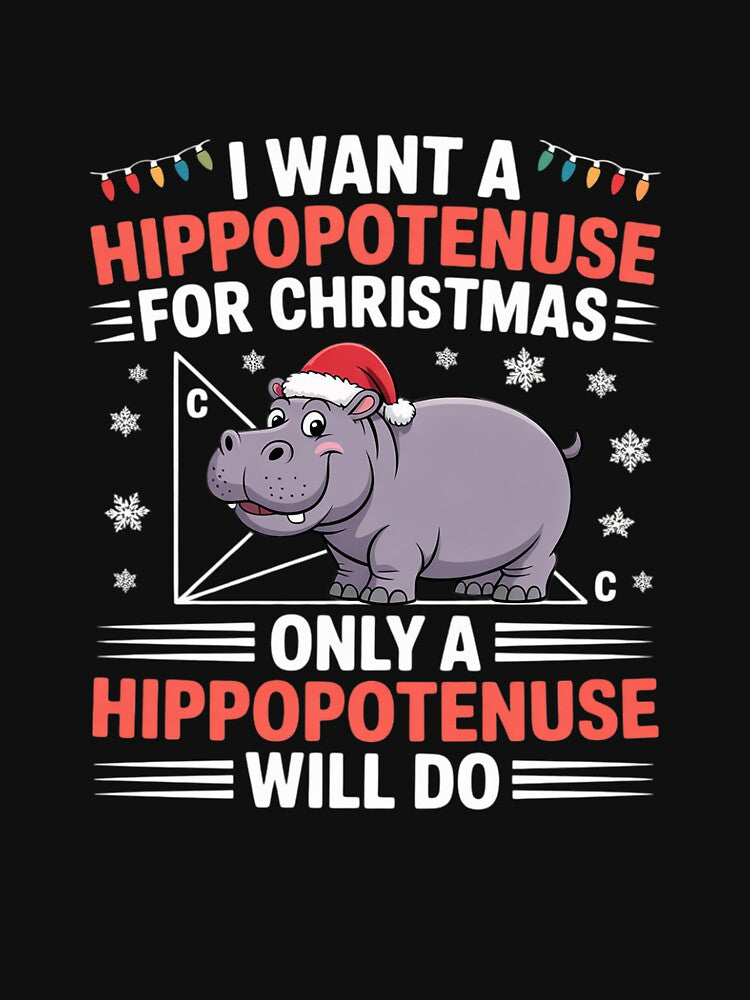 I Want A Hippopotenuse For Christmath Math Teacher Christmas by MarkLeedsArt