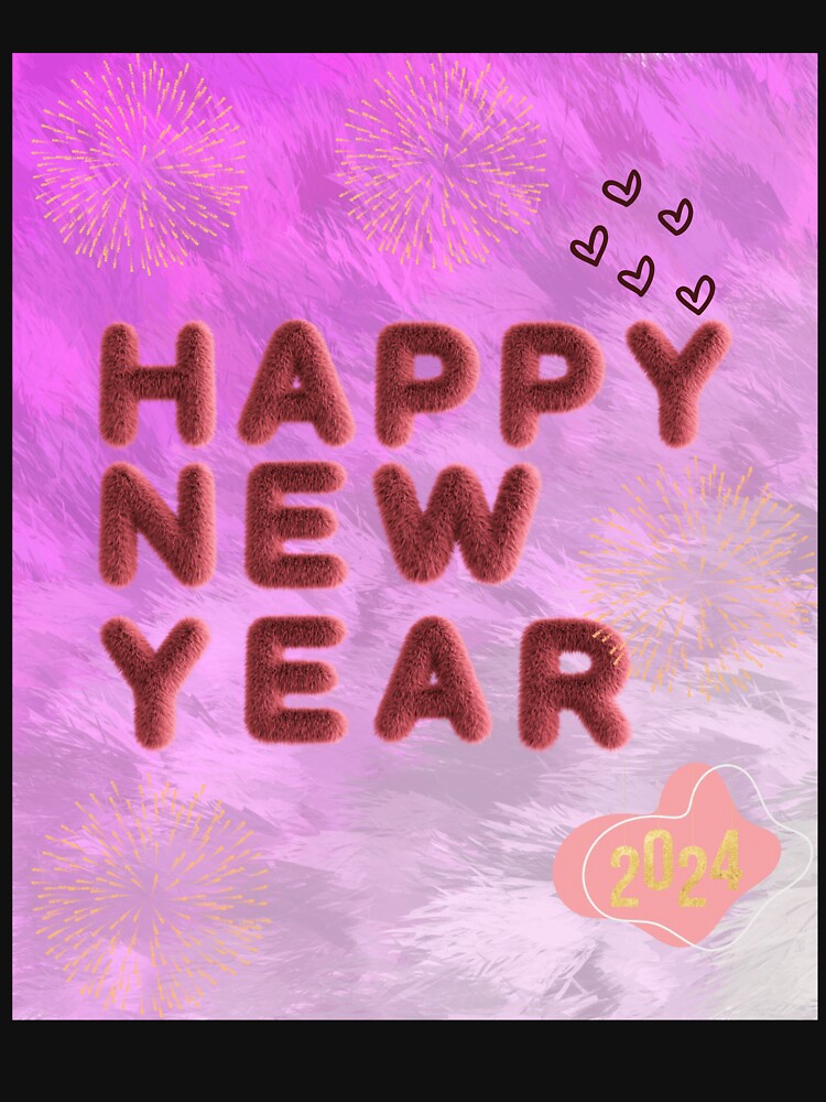 Happy new year, fuzzy aesthetic funny 2024 new year, happy new year wishes by YassineBDM