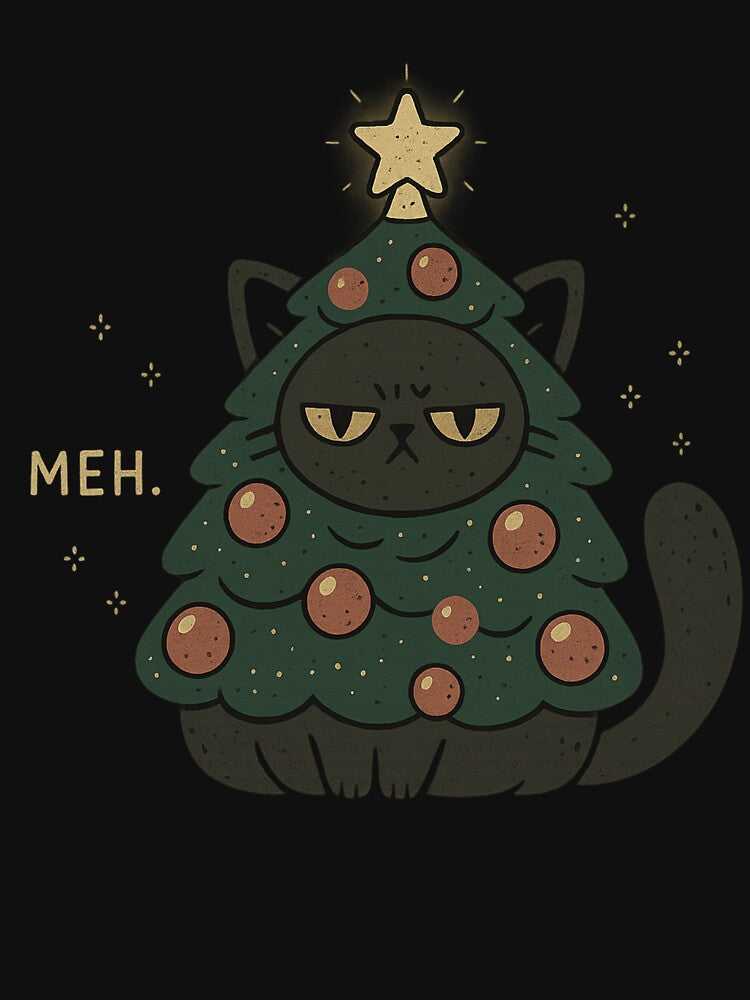 Meh Christmas Funny Grumpy Cat Christmas Tree Sarcastic Holiday by haitrieuic96