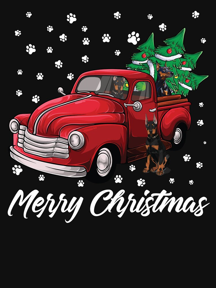 Red Truck Merry Christmas Tree Doberman Christmas by smithrnguurur
