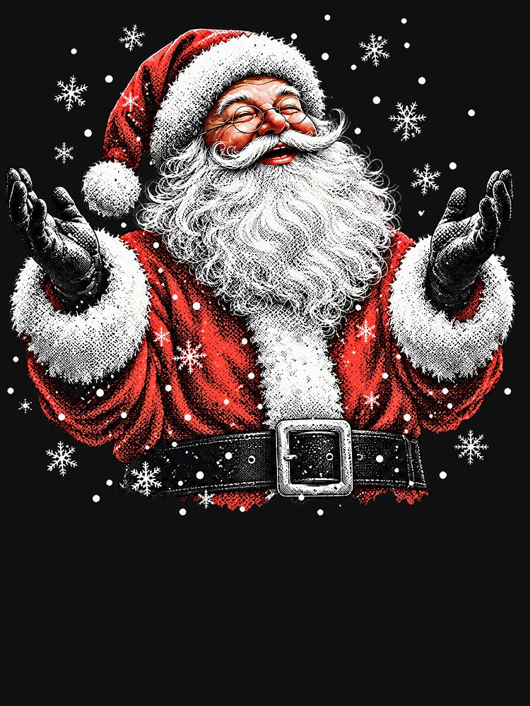 Joyful Vintage Santa Claus Distressed Ink Snowflakes Retro Holiday by DYAFLK
