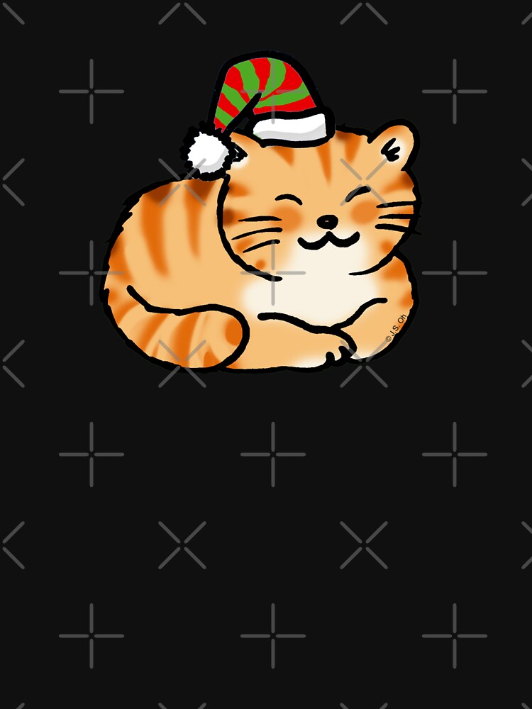 Cute Orange Tabby Cat in Santa Hat Christmas Holiday by CuteCartoon