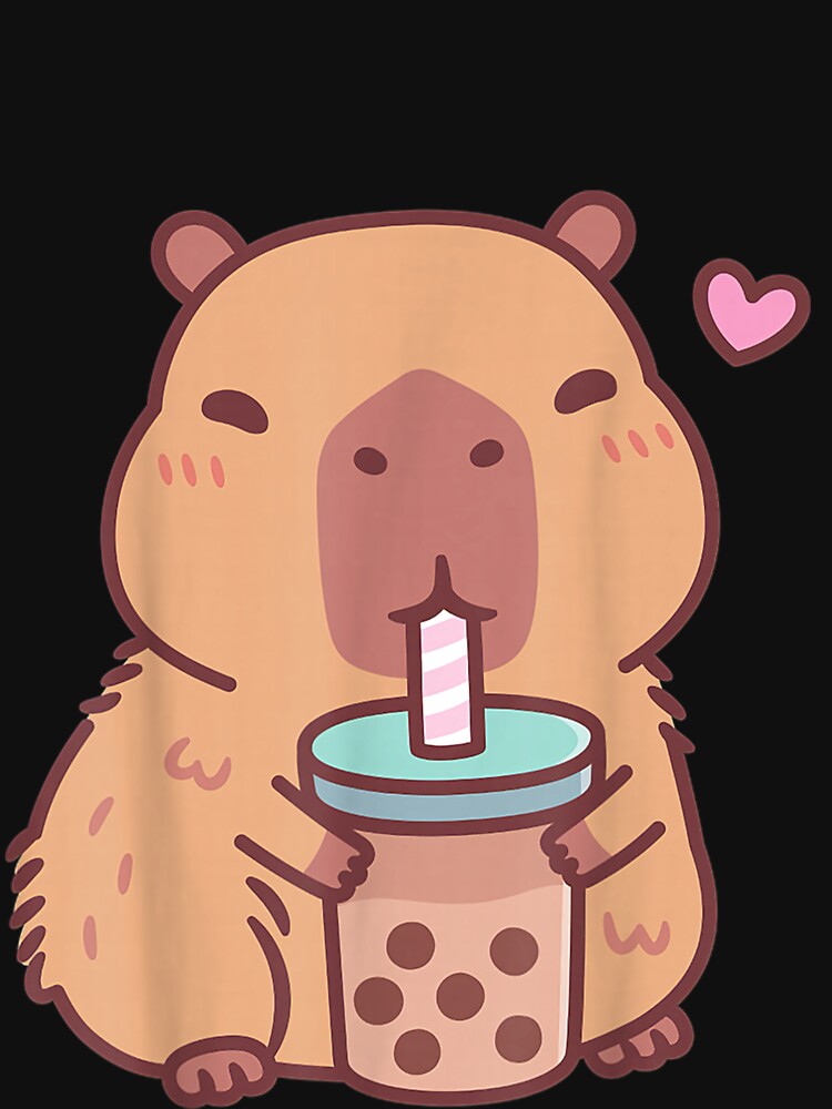 Cute Capybara Kawaii Anime Drinking Bubble Tea Lover Girls Art for Men Women Kids , Capybara Gift Lover by DZIRI NAJAT