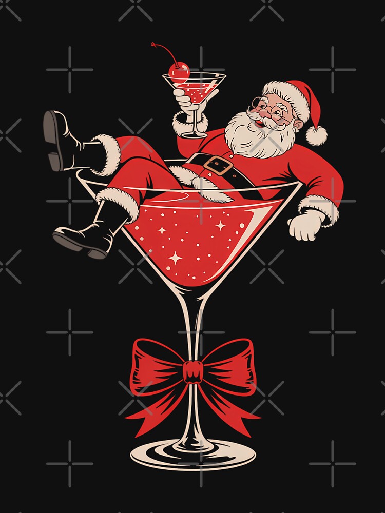 Coquette Bow Christmas Martini Santa Claus Xmas Drinking by CookWorldLaughs