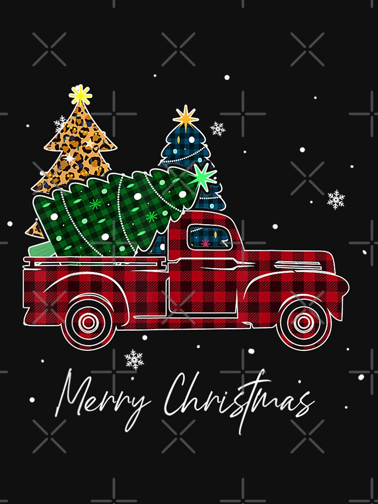 Merry Christmas Leopard Buffalo Truck Tree Red Plaid T-Shirt by hoangminhsang