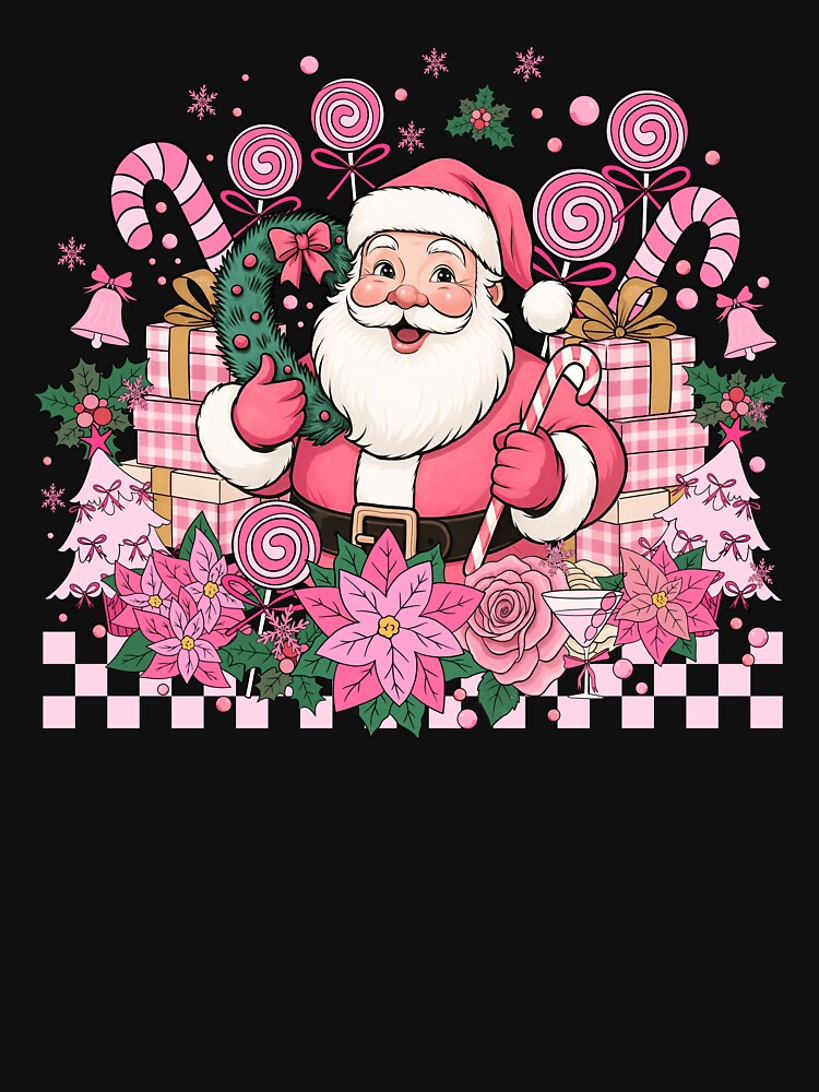 Pink Santa Coquette Christmas Candy Holiday Design by varin-studio