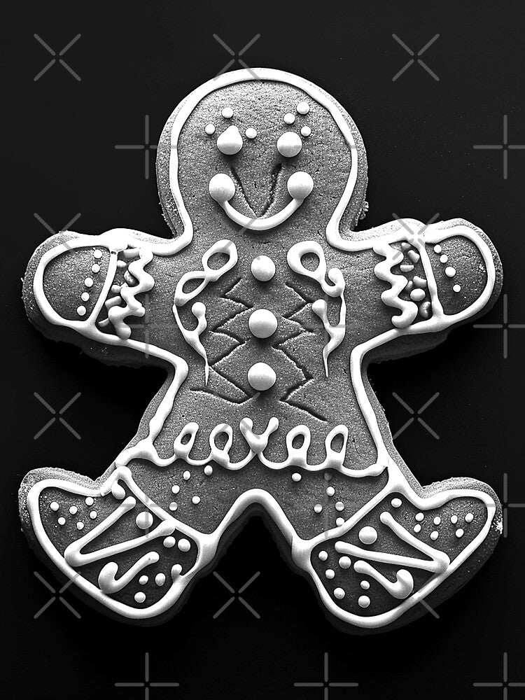 Black and White Gingerbread Man Cookie – Cute Christmas Holiday Design by inkoutninja