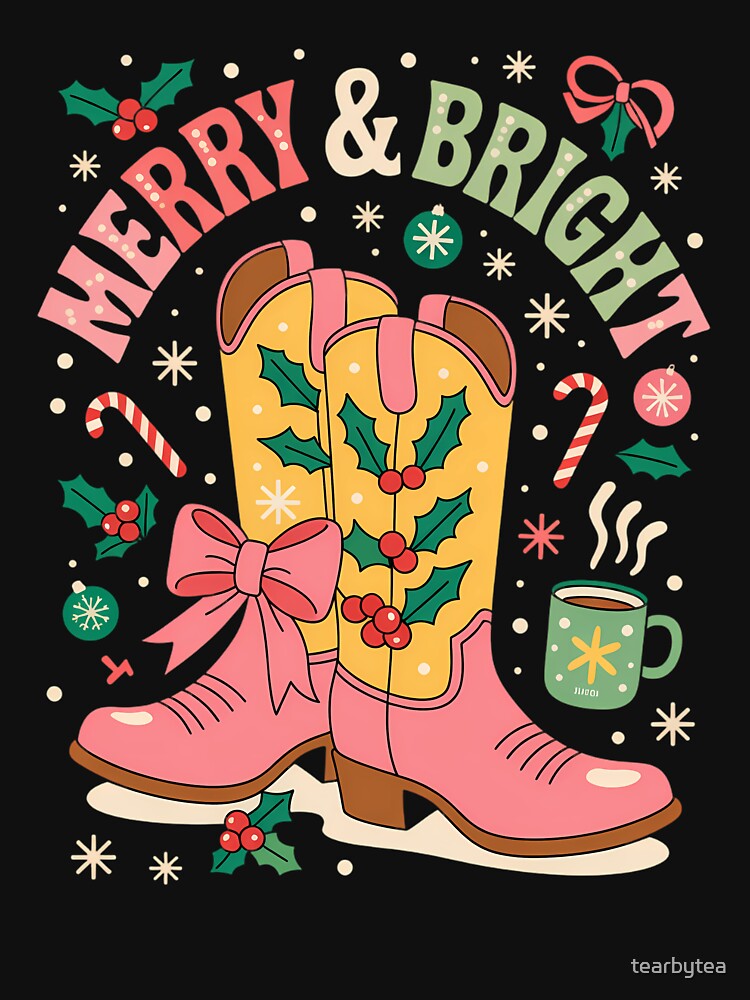 Bright Cowgirl Christmas Western Cowboy by tearbytea