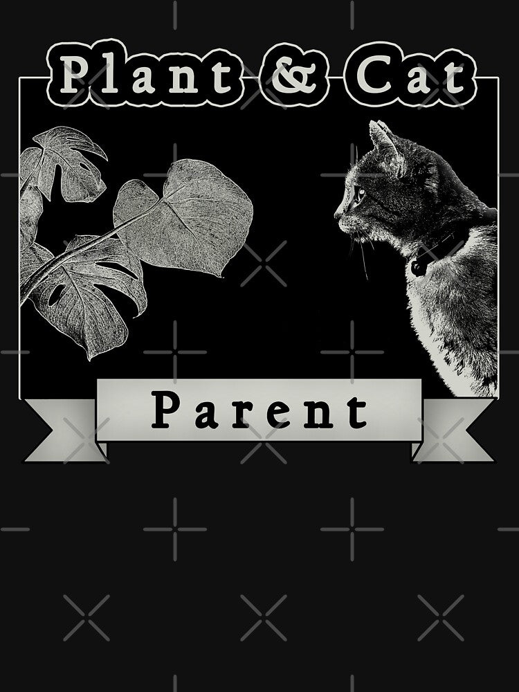 Plant and Cat Parent, with Monstera Deliciosa and Cat at Night by Akvauter
