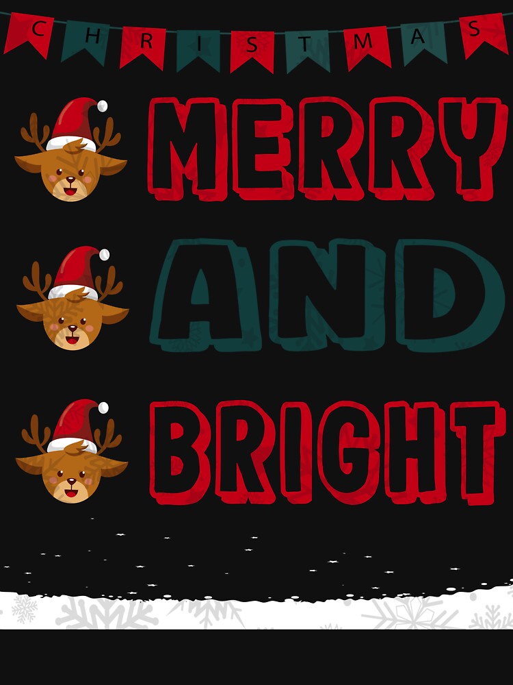 Merry and Bright Reindeer Christmas Design by PrintistryArt