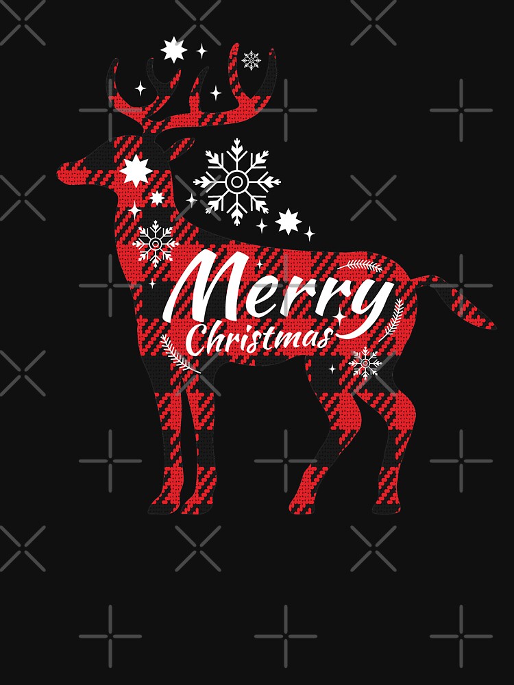 Buffalo Plaid Reindeer Merry Christmas Deer Gift by wdyoungblood