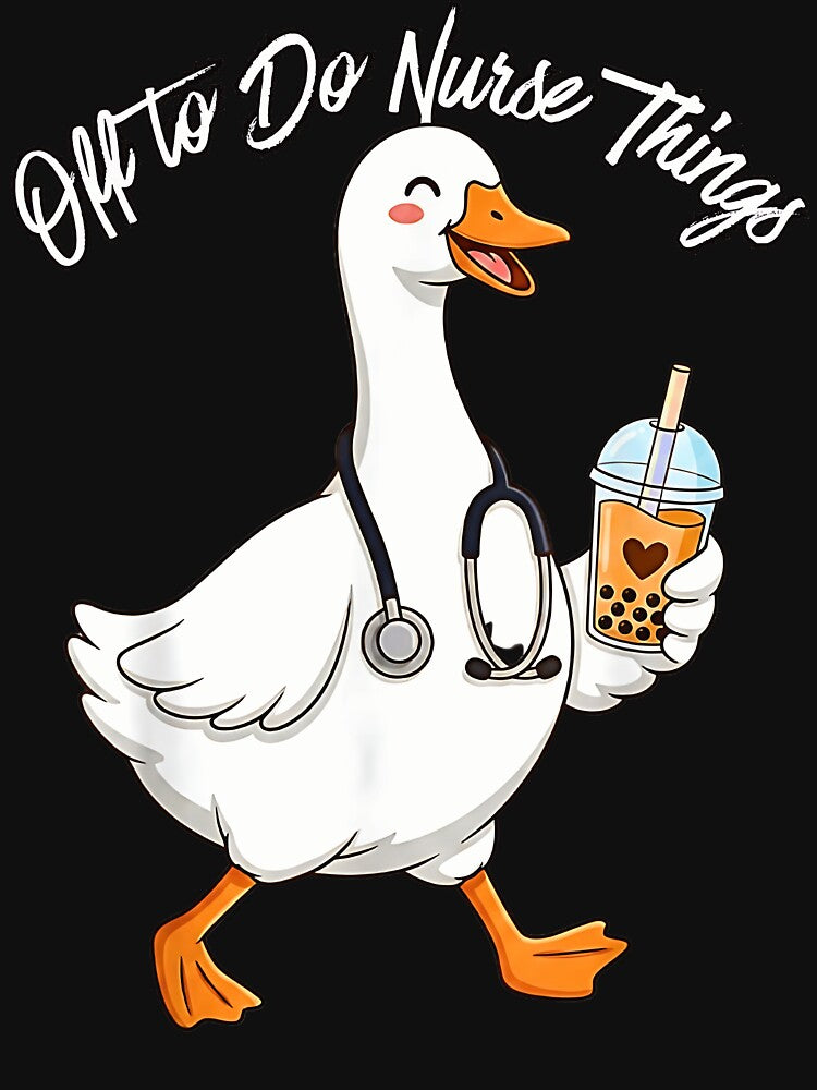 Off To Do Nurse Things – Cute Goose Nurse Coffee Floral Design by NinigFox