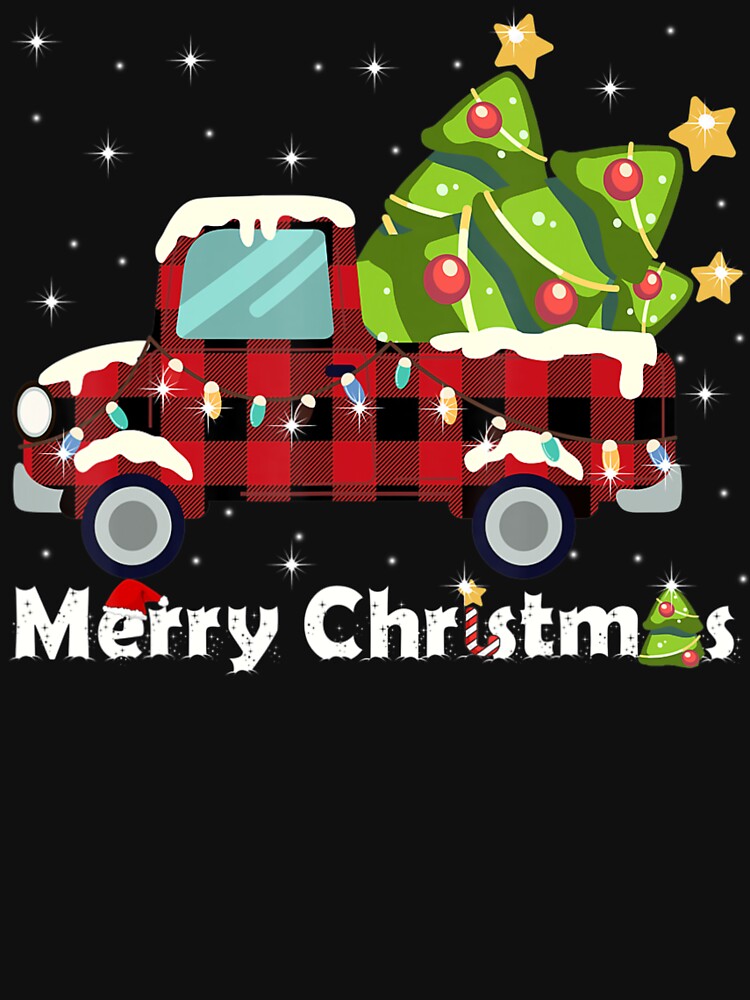 Red Truck Christmas Buffalo Plaid Merry by Nguyenhaithanh