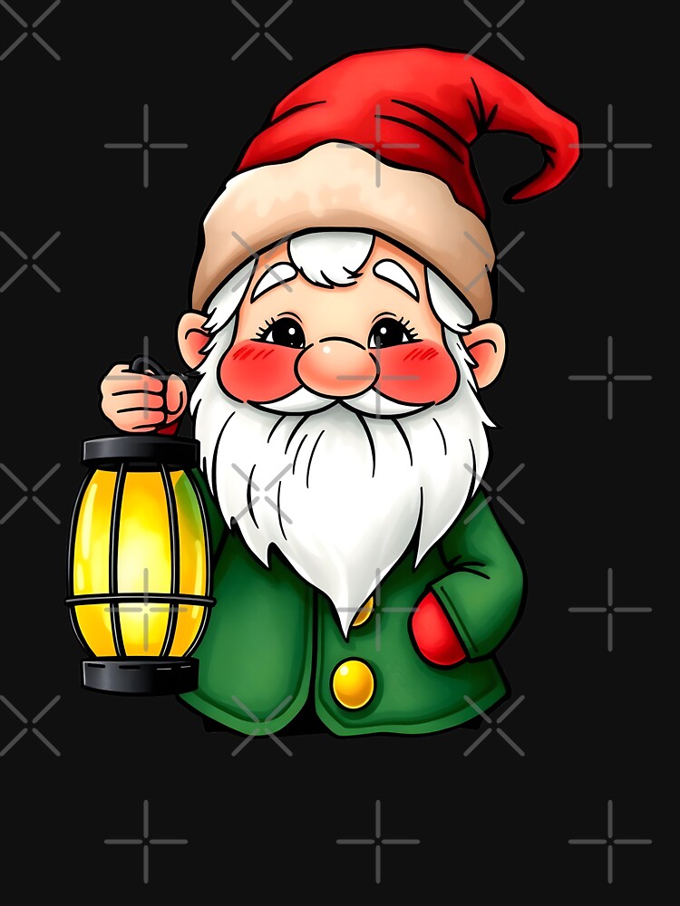 Cute Christmas Gnome With Lantern – Holiday Santa Gnome Ornament Art by popxprint