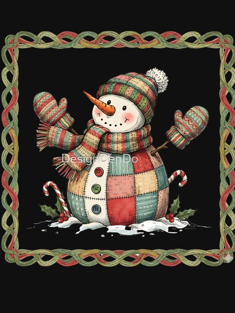 Patchwork Snowman, Merry Christmas, Christmas Patchwork, Christmas, Christmas Coquette Xmas by DesignDenDo ⭐⭐⭐⭐⭐