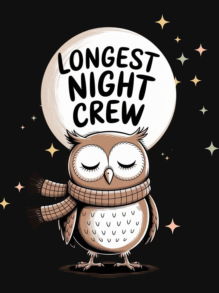 Longest Night Crew Owl – Cozy Winter Night Aesthetic Design by BunBuntheDog-