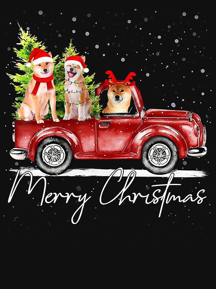 Merry Christmas Akita Lover Santa Light Reindeer Red Truck by Michaelmansr572