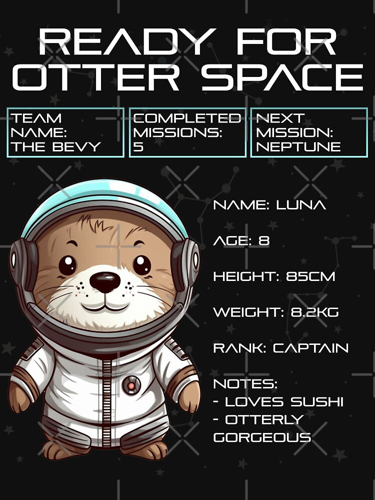 Otter Space - Astronaut Otter - Cute Otter by Mini Pandas
