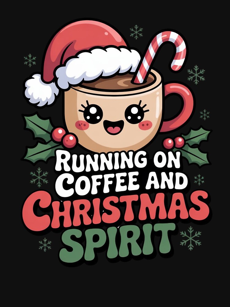 Running on Coffee and Christmas Spirit Cute Funny Holiday Mug Design by DailyInkWear