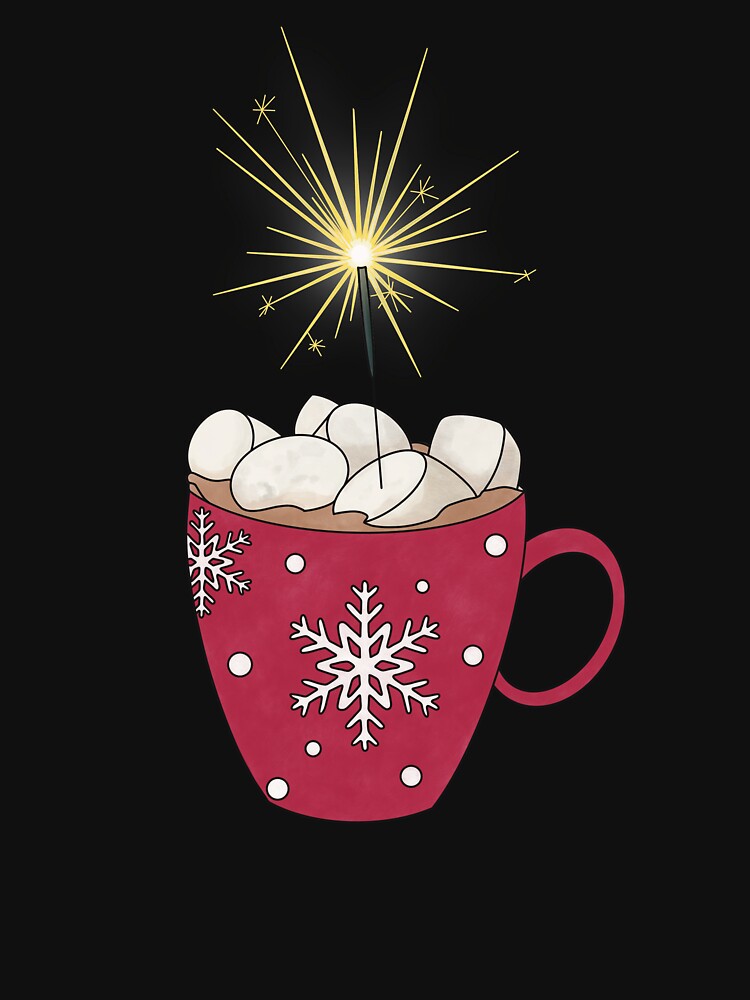 Hot coco in a Christmas mug with marshmallows and a sparkler by Tana-B