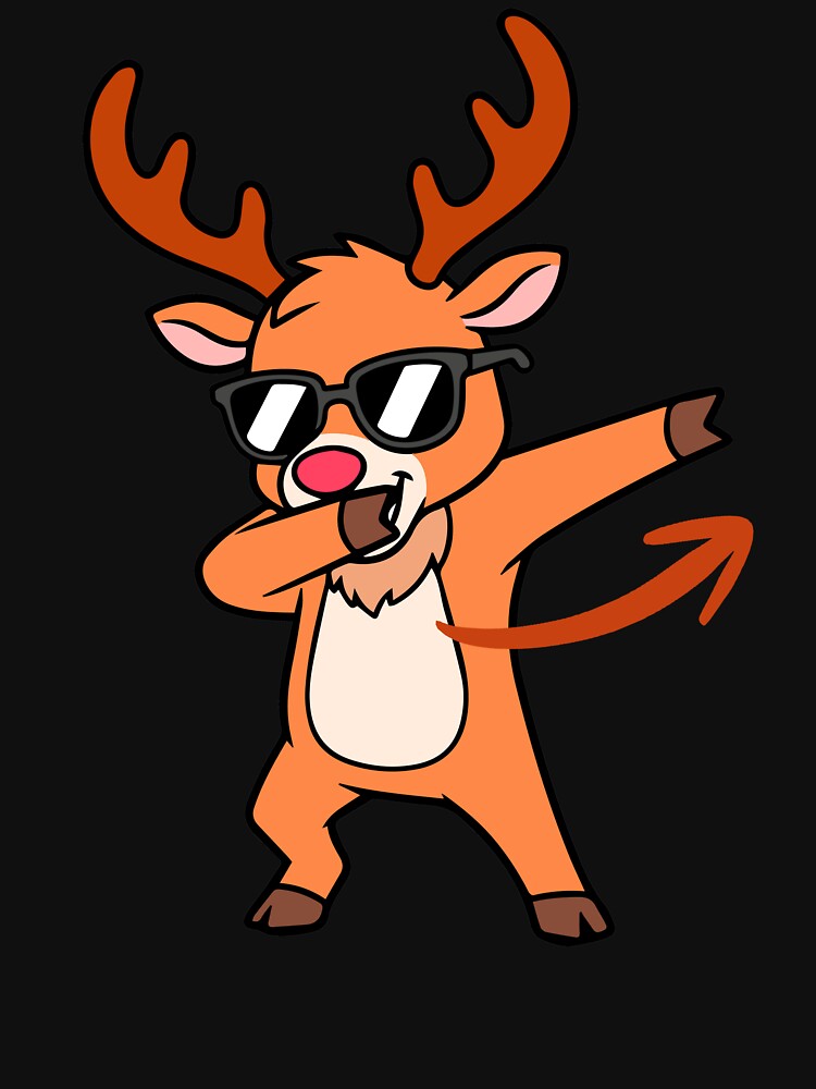 Funny Dabbing Reindeer with Sunglasses - Cool Christmas Deer Cartoon. by LunaPrintCo