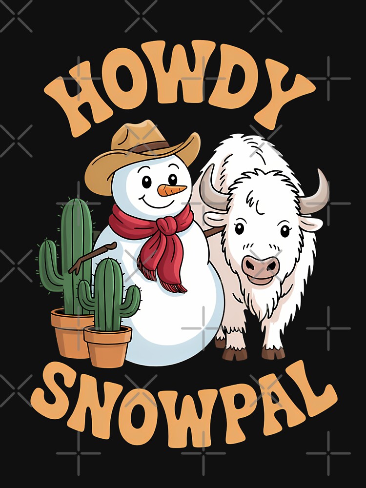 Winter Cute Howdy Western Snowman Xmas by CookWorldLaughs