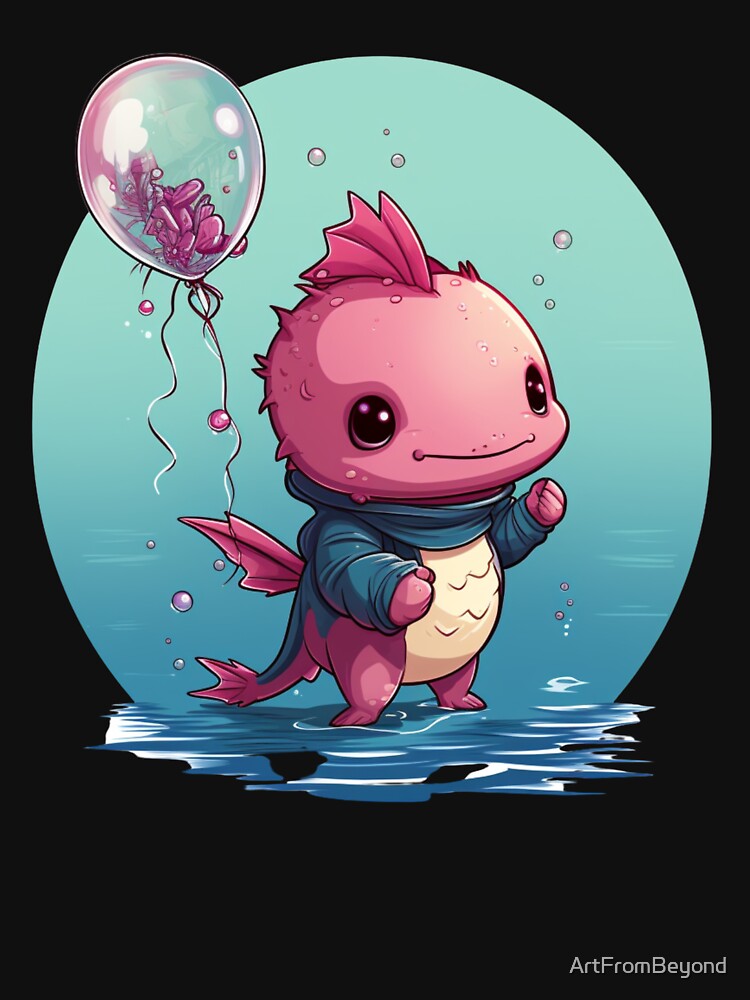 Cute Axolotl Kawaii with ballons by ArtFromBeyond