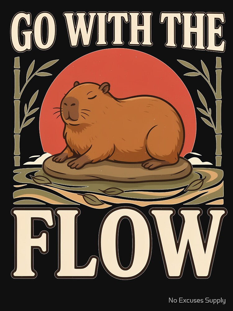 Go With the Flow Capybara – Vintage Nature Design by No Excuses Supply