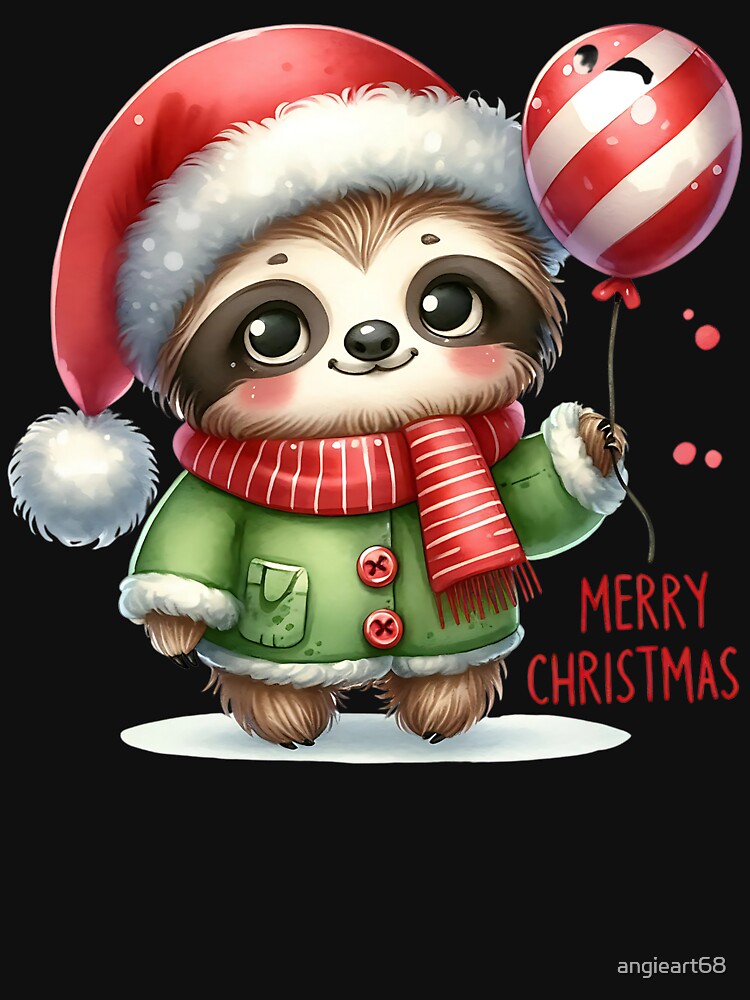 A0550 Christmas Sloth with Balloon – Adorable Sloth-Themed Holiday Collectible, Unique Christmas Gift, Festive Decor & Premium Quality by angieart68